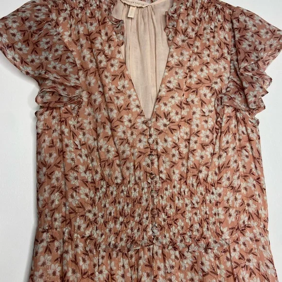 REBECCA TAYLOR Pink Floral Mini Boho Dress Size 4 - Picture 5 of 10